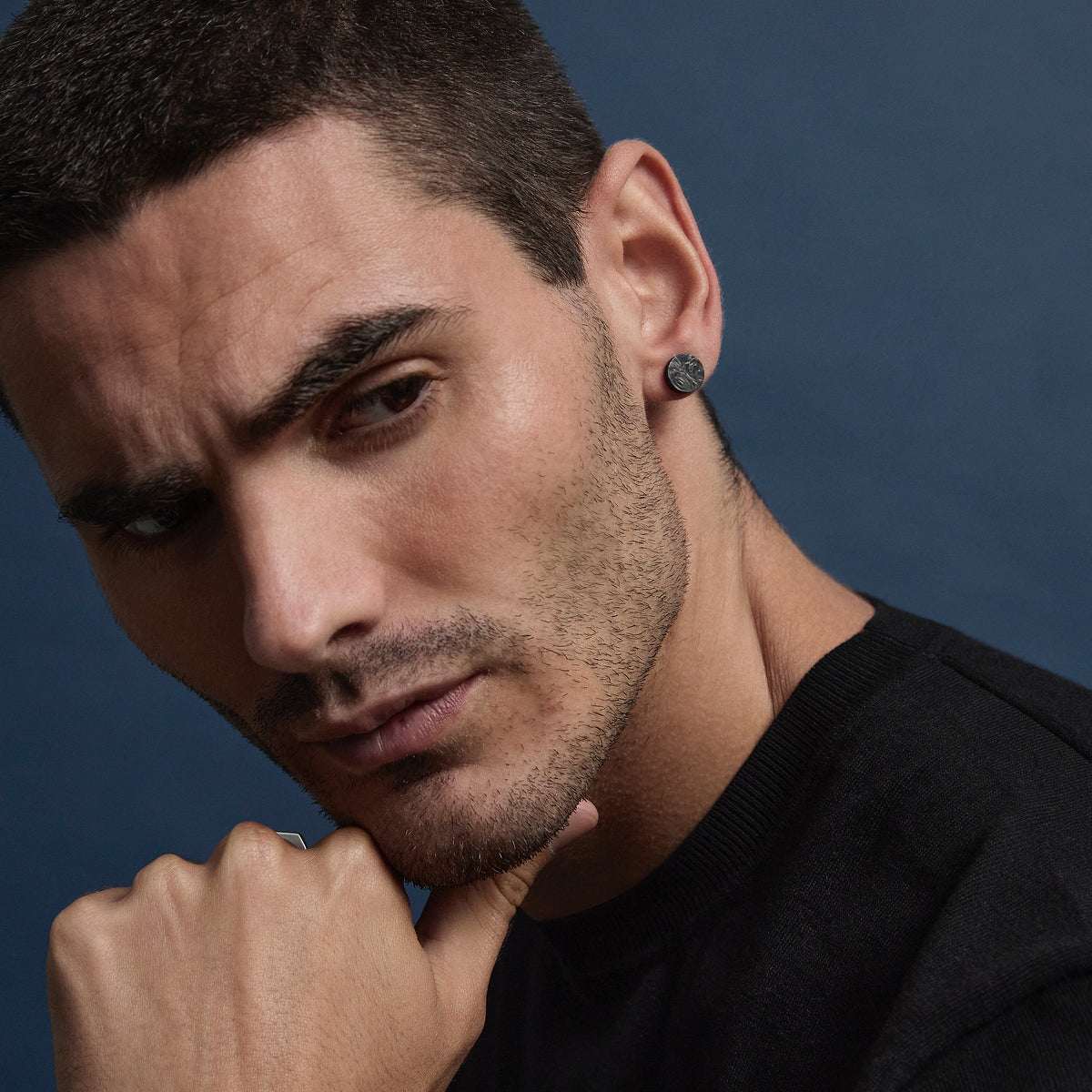 Torque Men's Reversible Carbon Fibre and Steel Earring