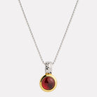 Sil Yell Gold Solace 2-Tone Garnet Necklace