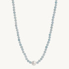 Sterling Silver Sunset Aquamarine & Pearl Necklace