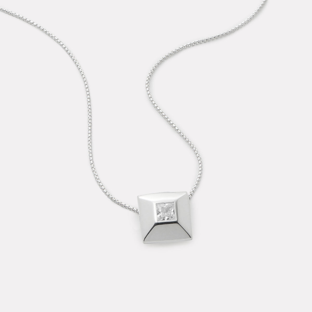 Sterling Silver Halo Cubic Zirconia Necklace