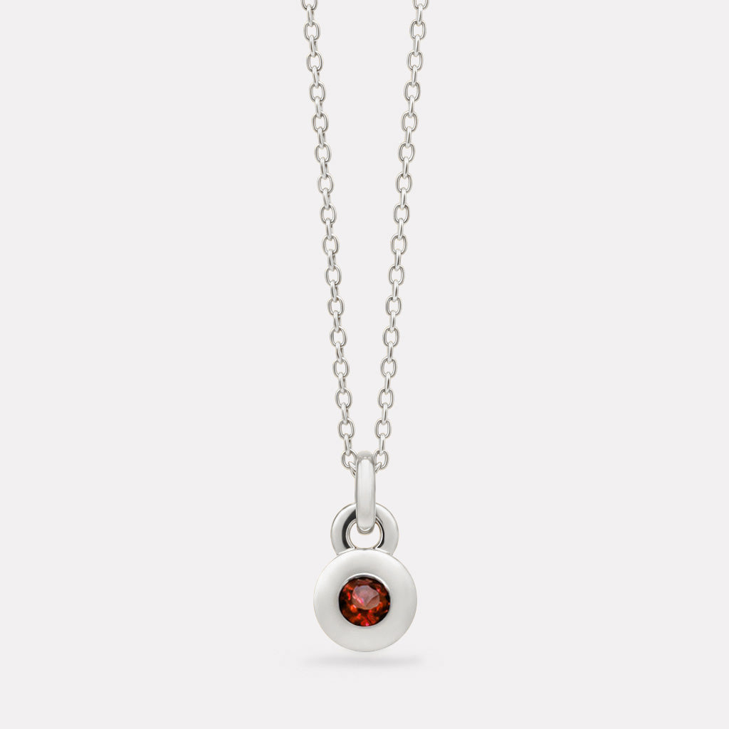 Sterling Silver January Garnet Birthstone Necklace