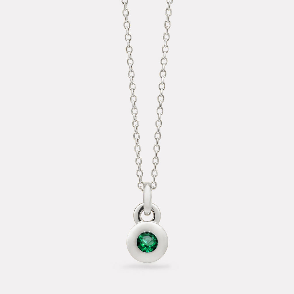 Sterling Silver May Emerald Birthstone Necklace
