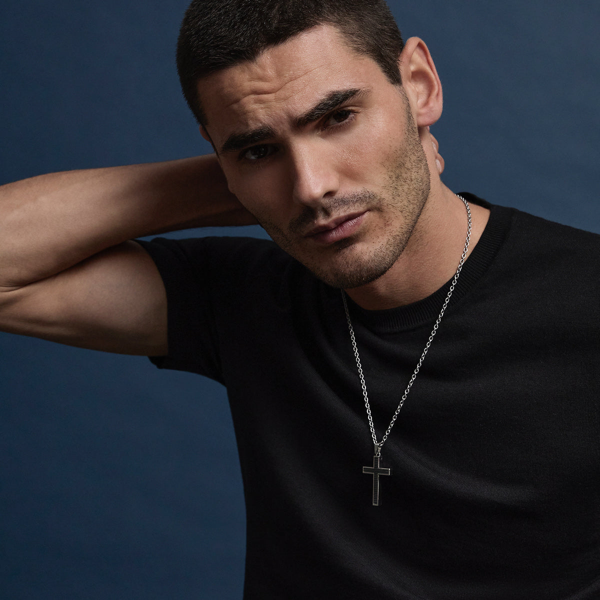 The Paladin Men’s Carbon Fibre and Steel Cross Pendant
