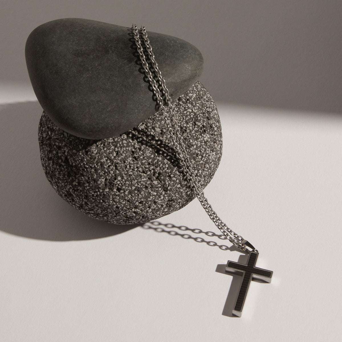 The Paladin Men’s Carbon Fibre and Steel Cross Pendant