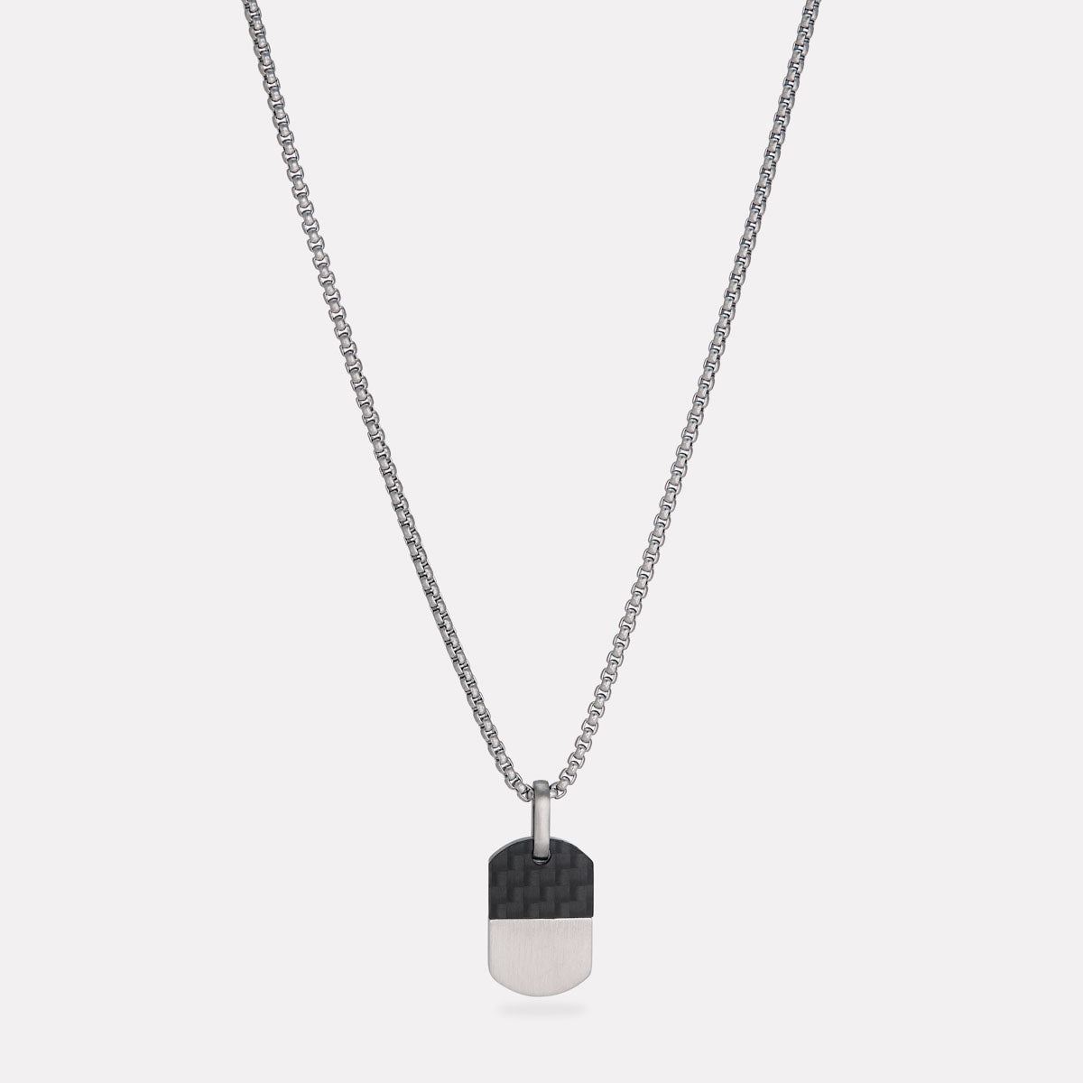 Stainless Steel The Aviator Carbon Fibre and Steel Dog Tag Pendant