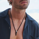 Nomad Men's Steel & Black Agate Necklace