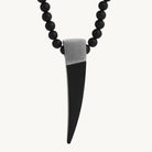 Stainless Steel Nomad Men's Steel & Black Agate Necklace