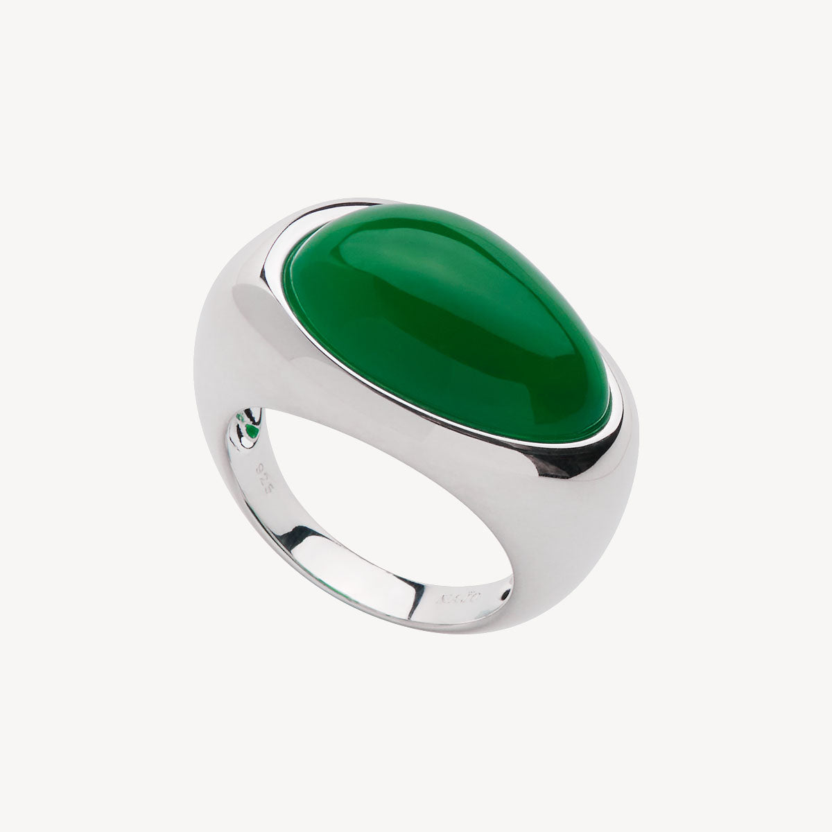 Sterling Silver Emergence Green Onyx Ring