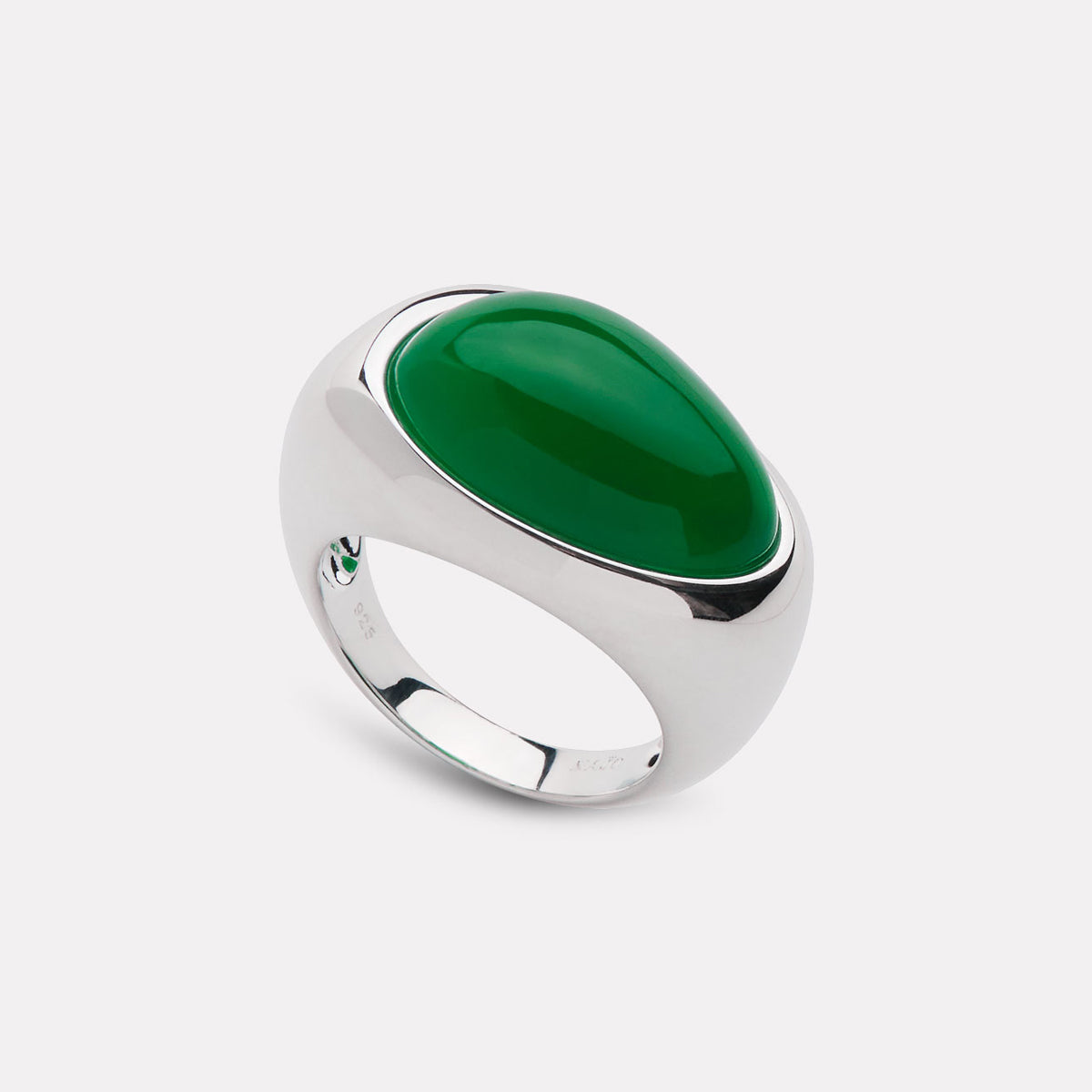 Sterling Silver Emergence Green Onyx Ring