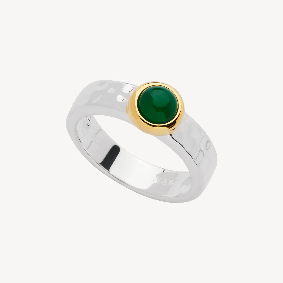 Sil Yell Gold Solace 2-Tone Green Onyx Ring