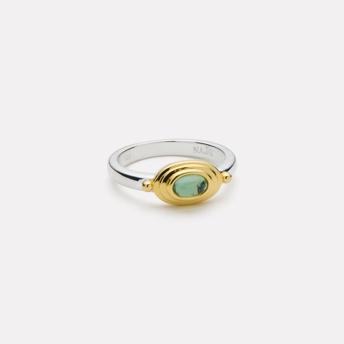 Sil Yell Gold Horizon Blue Topaz Ring