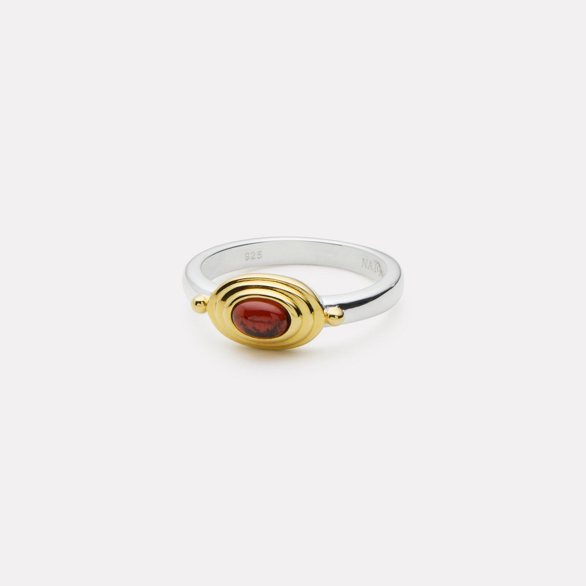 Sil Yell Gold Horizon Garnet Ring