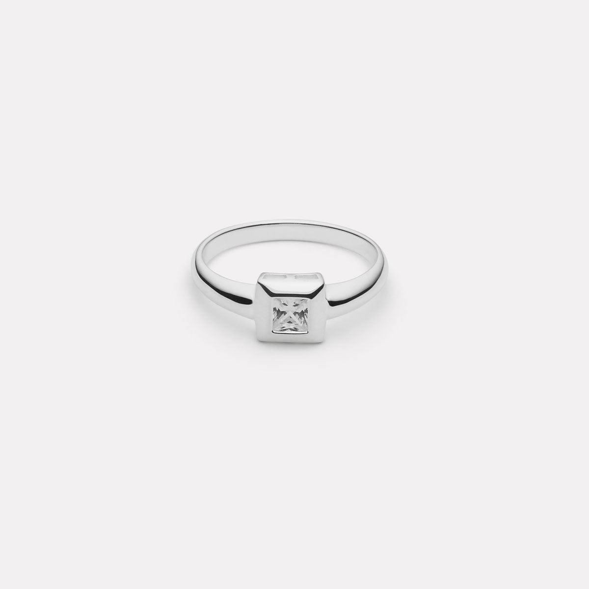 Sterling Silver Halo Cubic Zirconia Ring
