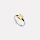 Sil Yell Gold Halo 2-Tone Cubic Zirconia Ring