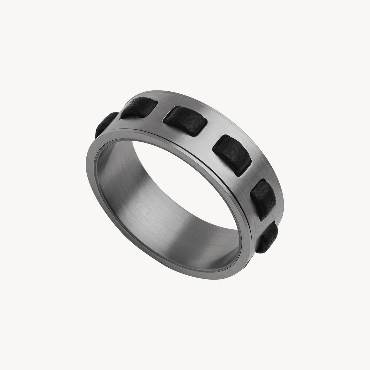 Stainless Steel Equity Men's Steel & Leather Ring